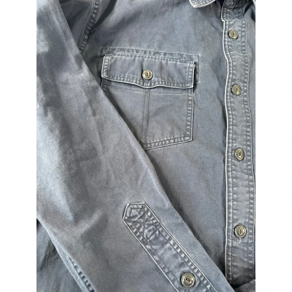 Levis Mens XXL Navy Blue Military Utility Button Up Shirt Epaulets Cotton
